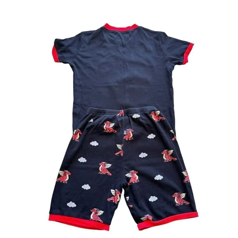 Pajama Short Sleeves Kids Soft Cotton Dragons & Monster Truck SZ S (6-7) # 2474